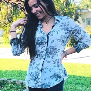 Cino black & white button down shirt